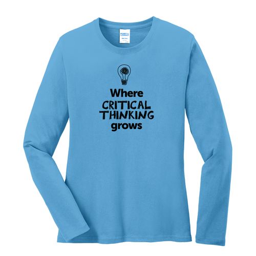 Where CRITICAL THINKING Grows EMOJI Women's Long Sleeve T-Shirt - Black Imprint (KA-LPC54LS-CRITF-B) image thumbnail