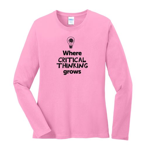 Where CRITICAL THINKING Grows EMOJI Women's Long Sleeve T-Shirt - Black Imprint (KA-LPC54LS-CRITF-B) image thumbnail