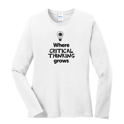 Where CRITICAL THINKING Grows EMOJI Women's Long Sleeve T-Shirt - Black Imprint (KA-LPC54LS-CRITF-B) image thumbnail