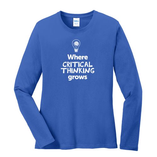 Where CRITICAL THINKING Grows EMOJI Women's Long Sleeve T-Shirt - White Imprint (KA-LPC54LS-CRITF-W) image thumbnail