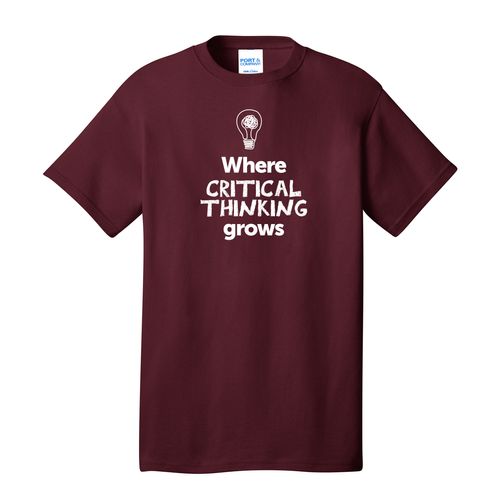 Where CRITICAL THINKING Grows EMOJI Adult T-Shirt - White Imprint (KA-PC54-CRITF-W) image thumbnail