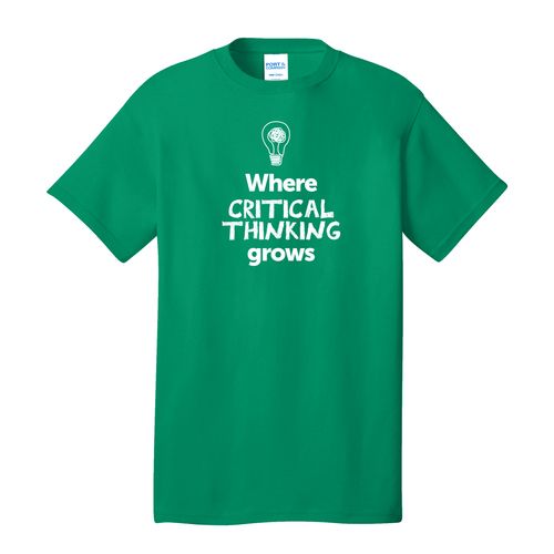 Where CRITICAL THINKING Grows EMOJI Adult T-Shirt - White Imprint (KA-PC54-CRITF-W) image thumbnail