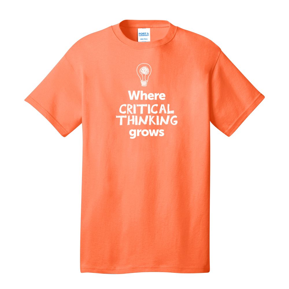 Where CRITICAL THINKING Grows EMOJI Adult T-Shirt - White Imprint (KA-PC54-CRITF-W) primary image