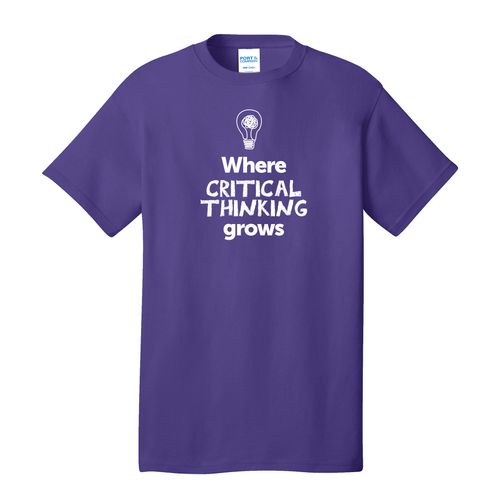 Where CRITICAL THINKING Grows EMOJI Adult T-Shirt - White Imprint (KA-PC54-CRITF-W) image thumbnail