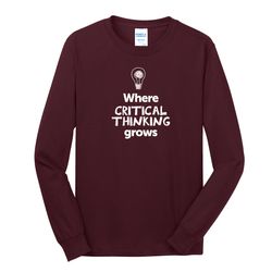 Image of Where CRITICAL THINKING Grows EMOJI Adult Long Sleeve T-Shirt - White Imprint (KA-PC54LS-CRITF-W)