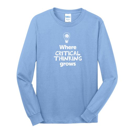 Where CRITICAL THINKING Grows EMOJI Adult Long Sleeve T-Shirt - White Imprint (KA-PC54LS-CRITF-W) image thumbnail