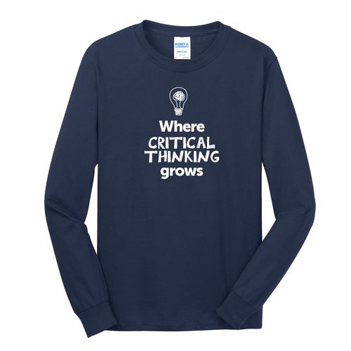 Where CRITICAL THINKING Grows EMOJI Adult Long Sleeve T-Shirt - White Imprint (KA-PC54LS-CRITF-W) image thumbnail