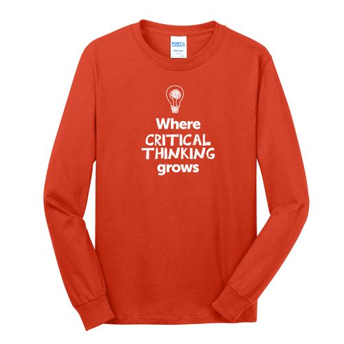 Where CRITICAL THINKING Grows EMOJI Adult Long Sleeve T-Shirt - White Imprint (KA-PC54LS-CRITF-W) image thumbnail