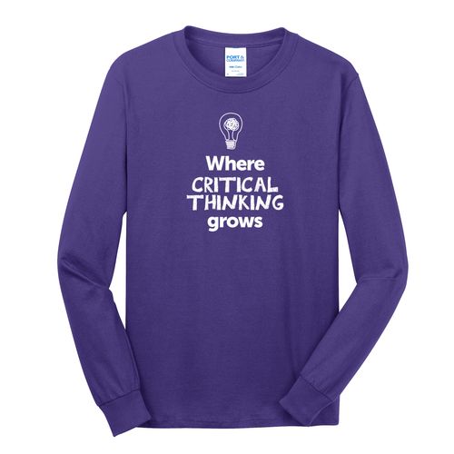 Where CRITICAL THINKING Grows EMOJI Adult Long Sleeve T-Shirt - White Imprint (KA-PC54LS-CRITF-W) image thumbnail