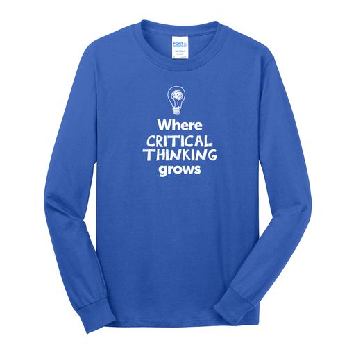 Where CRITICAL THINKING Grows EMOJI Adult Long Sleeve T-Shirt - White Imprint (KA-PC54LS-CRITF-W) image thumbnail