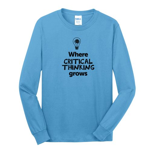 Where CRITICAL THINKING Grows EMOJI Adult Long Sleeve T-Shirt - Black Imprint (KA-PC54LS-CRITF-B) image thumbnail