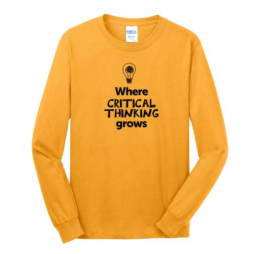 Where CRITICAL THINKING Grows EMOJI Adult Long Sleeve T-Shirt - Black Imprint (KA-PC54LS-CRITF-B) image thumbnail
