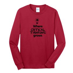 Image of Where CRITICAL THINKING Grows EMOJI Adult Long Sleeve T-Shirt - Black Imprint (KA-PC54LS-CRITF-B)