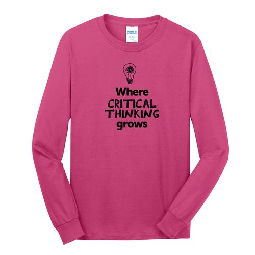 Where CRITICAL THINKING Grows EMOJI Adult Long Sleeve T-Shirt - Black Imprint (KA-PC54LS-CRITF-B) image thumbnail