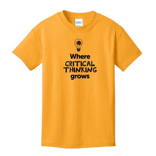 Where CRITICAL THINKING Grows EMOJI Youth T-Shirt - Black Imprint (KA-PC54Y-CRITF-B) image thumbnail