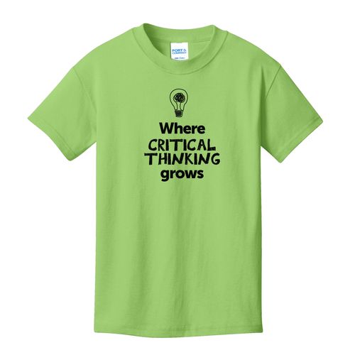 Where CRITICAL THINKING Grows EMOJI Youth T-Shirt - Black Imprint (KA-PC54Y-CRITF-B) image thumbnail