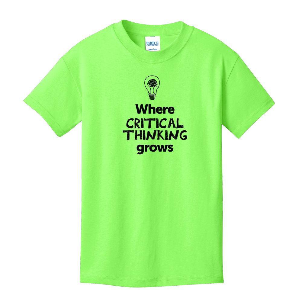 Where CRITICAL THINKING Grows EMOJI Youth T-Shirt - Black Imprint (KA-PC54Y-CRITF-B) primary image