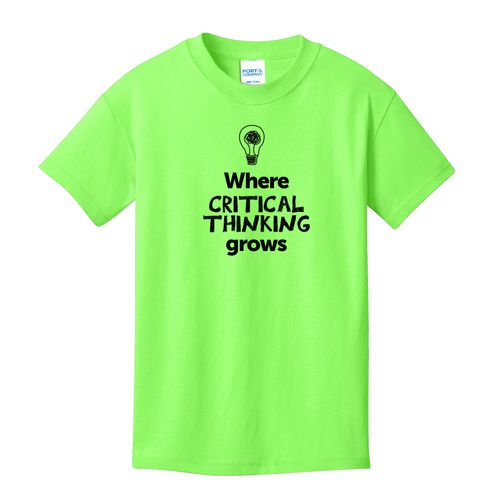 Where CRITICAL THINKING Grows EMOJI Youth T-Shirt - Black Imprint (KA-PC54Y-CRITF-B) image thumbnail