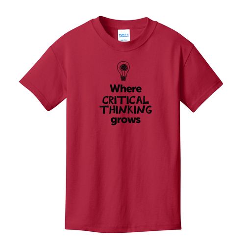 Where CRITICAL THINKING Grows EMOJI Youth T-Shirt - Black Imprint (KA-PC54Y-CRITF-B) image thumbnail