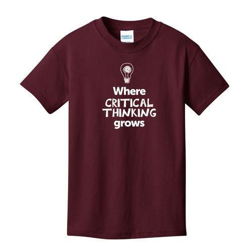 Where CRITICAL THINKING Grows EMOJI Youth T-Shirt - White Imprint (KA-PC54Y-CRITF-W) image thumbnail