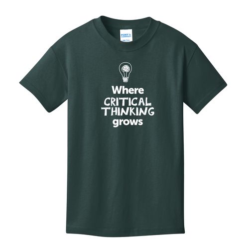 Where CRITICAL THINKING Grows EMOJI Youth T-Shirt - White Imprint (KA-PC54Y-CRITF-W) image thumbnail
