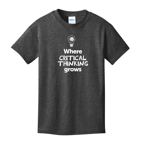 Where CRITICAL THINKING Grows EMOJI Youth T-Shirt - White Imprint (KA-PC54Y-CRITF-W) image thumbnail