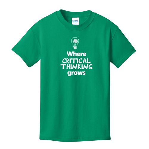 Where CRITICAL THINKING Grows EMOJI Youth T-Shirt - White Imprint (KA-PC54Y-CRITF-W) image thumbnail