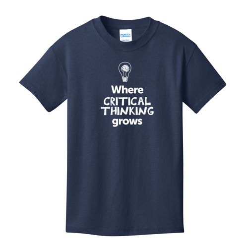 Where CRITICAL THINKING Grows EMOJI Youth T-Shirt - White Imprint (KA-PC54Y-CRITF-W) image thumbnail