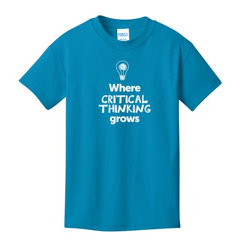 Where CRITICAL THINKING Grows EMOJI Youth T-Shirt - White Imprint (KA-PC54Y-CRITF-W) image thumbnail