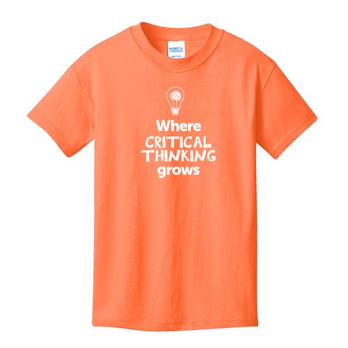 Where CRITICAL THINKING Grows EMOJI Youth T-Shirt - White Imprint (KA-PC54Y-CRITF-W) image thumbnail