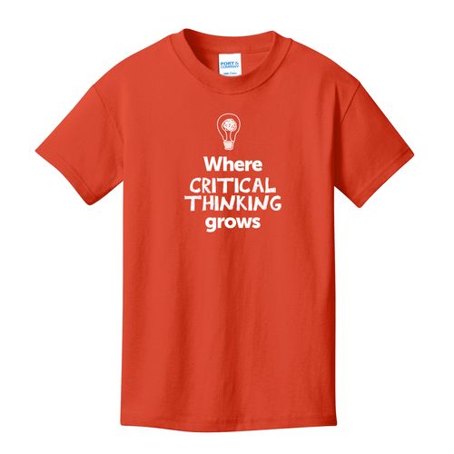 Where CRITICAL THINKING Grows EMOJI Youth T-Shirt - White Imprint (KA-PC54Y-CRITF-W) image thumbnail