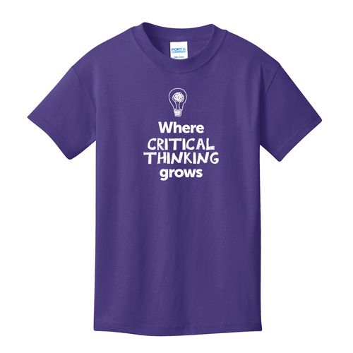 Where CRITICAL THINKING Grows EMOJI Youth T-Shirt - White Imprint (KA-PC54Y-CRITF-W) image thumbnail