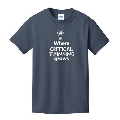 Where CRITICAL THINKING Grows EMOJI Youth T-Shirt - White Imprint (KA-PC54Y-CRITF-W) image thumbnail