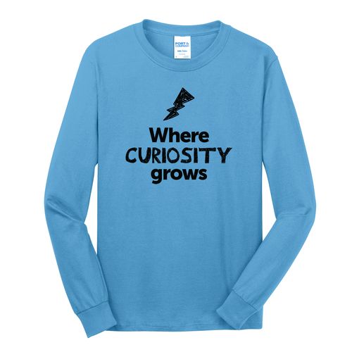 Where CURIOSITY Grows EMOJI Adult Long Sleeve T-Shirt - Black Imprint (KA-PC54LS-CURIF-B) image thumbnail
