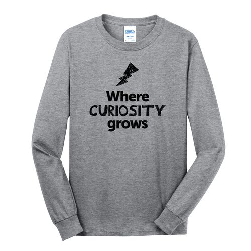 Where CURIOSITY Grows EMOJI Adult Long Sleeve T-Shirt - Black Imprint (KA-PC54LS-CURIF-B) image thumbnail