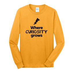Image of Where CURIOSITY Grows EMOJI Adult Long Sleeve T-Shirt - Black Imprint (KA-PC54LS-CURIF-B)