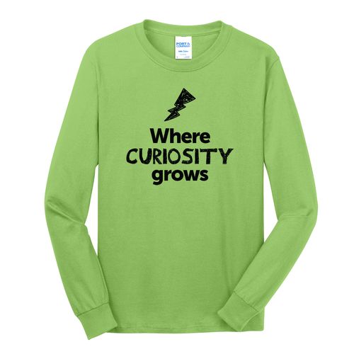 Where CURIOSITY Grows EMOJI Adult Long Sleeve T-Shirt - Black Imprint (KA-PC54LS-CURIF-B) image thumbnail