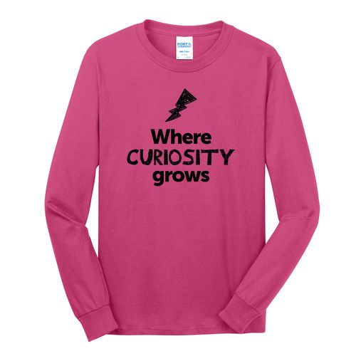 Where CURIOSITY Grows EMOJI Adult Long Sleeve T-Shirt - Black Imprint (KA-PC54LS-CURIF-B) image thumbnail