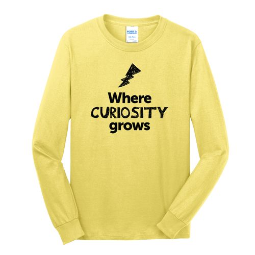 Where CURIOSITY Grows EMOJI Adult Long Sleeve T-Shirt - Black Imprint (KA-PC54LS-CURIF-B) image thumbnail