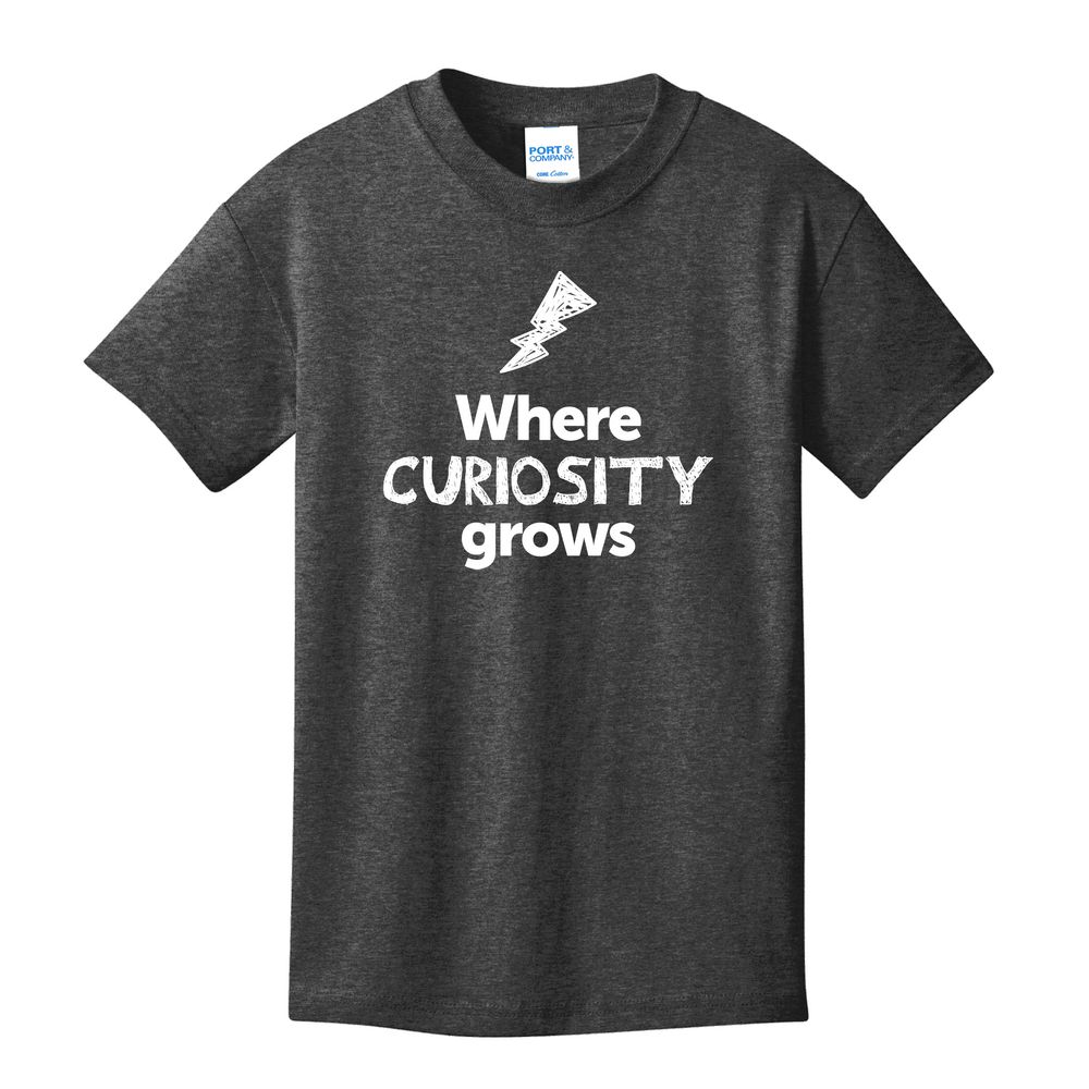 Where CURIOSITY Grows EMOJI Youth T-Shirt - White Imprint (KA-PC54Y-CURIF-W) primary image
