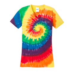 Image of Port & Company Women's Tie-Dye V-Neck Tee - White Imprint (KA-LPC147V-W)