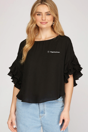 Pleated Ruffle Sleeve Top image thumbnail