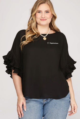 Pleated Ruffle Sleeve Top image thumbnail