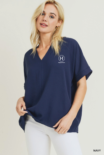 Solid V-Neck Boxy Top image thumbnail