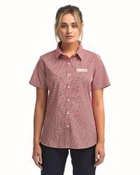 Image of Ladies' Microcheck Gingham Short-Sleeve Cotton Shirt