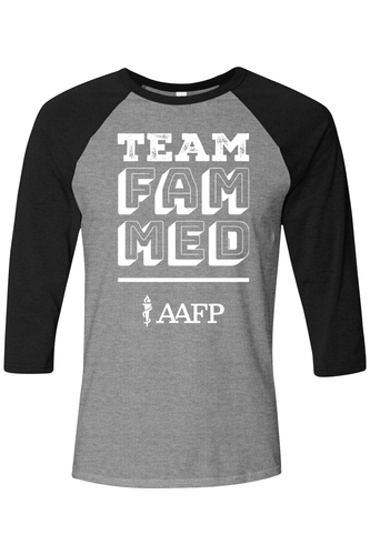 Unisex Three-Quarter Sleeve Baseball Tee - Team Fam Med Logo image thumbnail