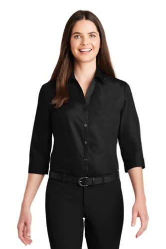 2021-Port Authority Ladies 3/4-Sleeve Carefree Poplin Shirt image thumbnail