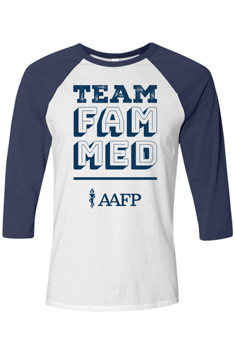Unisex Three-Quarter Sleeve Baseball Tee - Team Fam Med Logo image thumbnail
