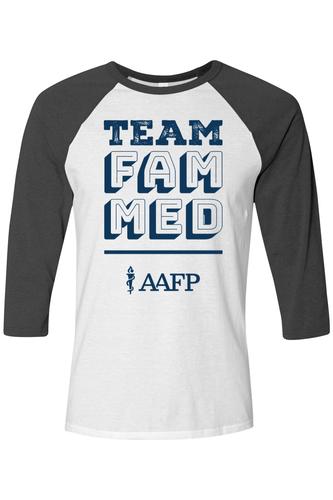 Unisex Three-Quarter Sleeve Baseball Tee - Team Fam Med Logo image thumbnail