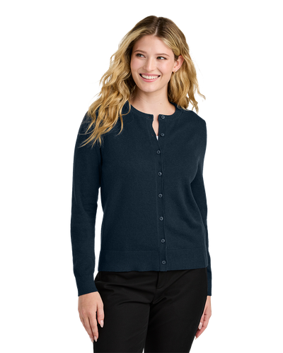 LADIES Port Authority Easy Care Crewneck Cardigan Sweater - LSW2870_Gold image thumbnail
